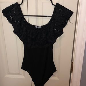 Charlotte Russe lace off the shoulder body suit
